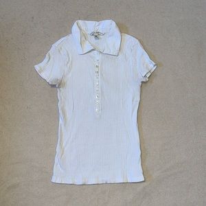 Ribbed White Short-Sleeve Banana Republic Polo Top Size XS